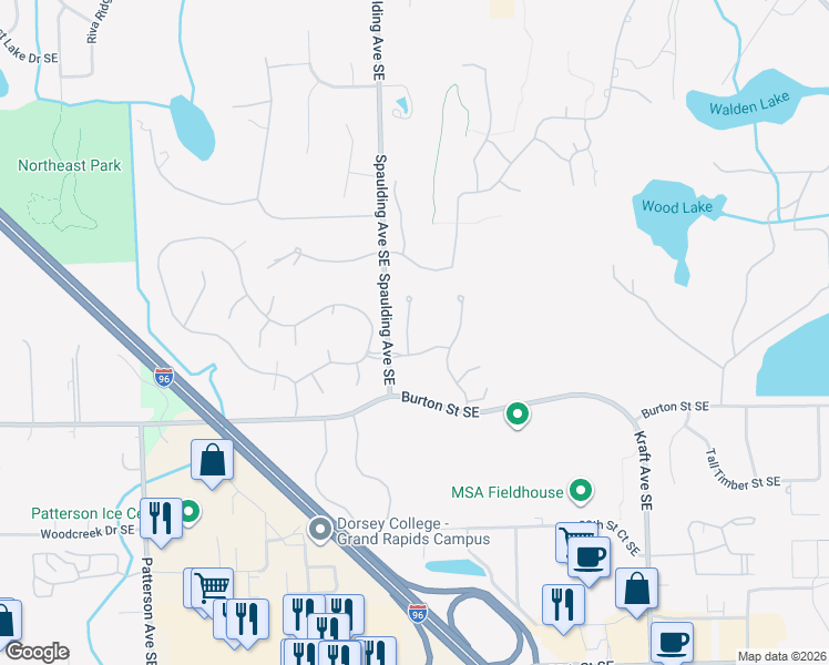 map of restaurants, bars, coffee shops, grocery stores, and more near 2278 Christine Court Southeast in Grand Rapids