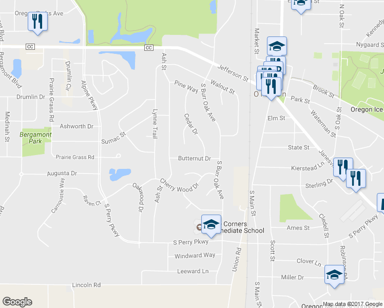 map of restaurants, bars, coffee shops, grocery stores, and more near 436 Butternut Dr in Oregon