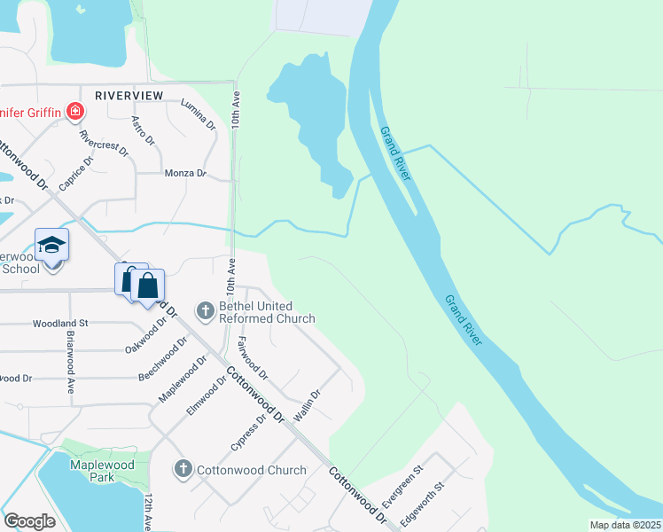 map of restaurants, bars, coffee shops, grocery stores, and more near 8401 Wallinwood Springs Drive in Georgetown Township