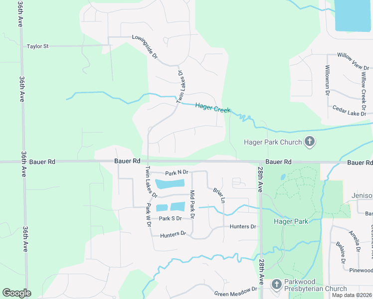 map of restaurants, bars, coffee shops, grocery stores, and more near 3003 Bauer Road in Georgetown Township