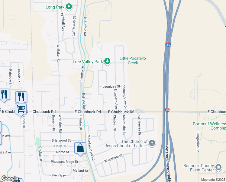 map of restaurants, bars, coffee shops, grocery stores, and more near 778 Krista Court in Pocatello