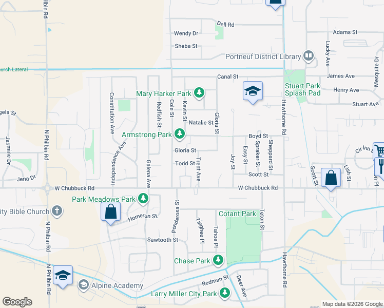 map of restaurants, bars, coffee shops, grocery stores, and more near 4915 Trent avenue in Pocatello