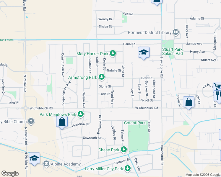 map of restaurants, bars, coffee shops, grocery stores, and more near 4915 Trent avenue in Pocatello