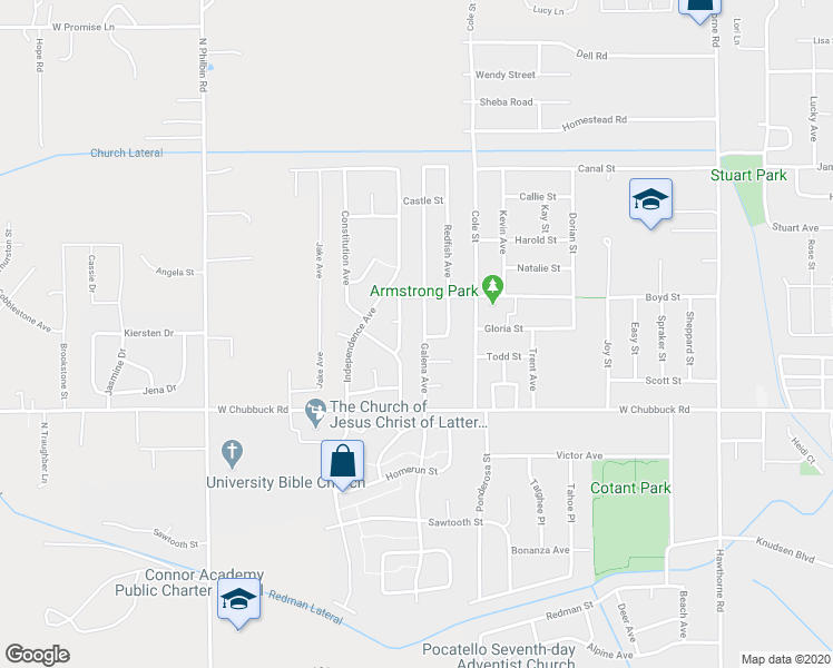 map of restaurants, bars, coffee shops, grocery stores, and more near 4915 Galena Avenue in Pocatello