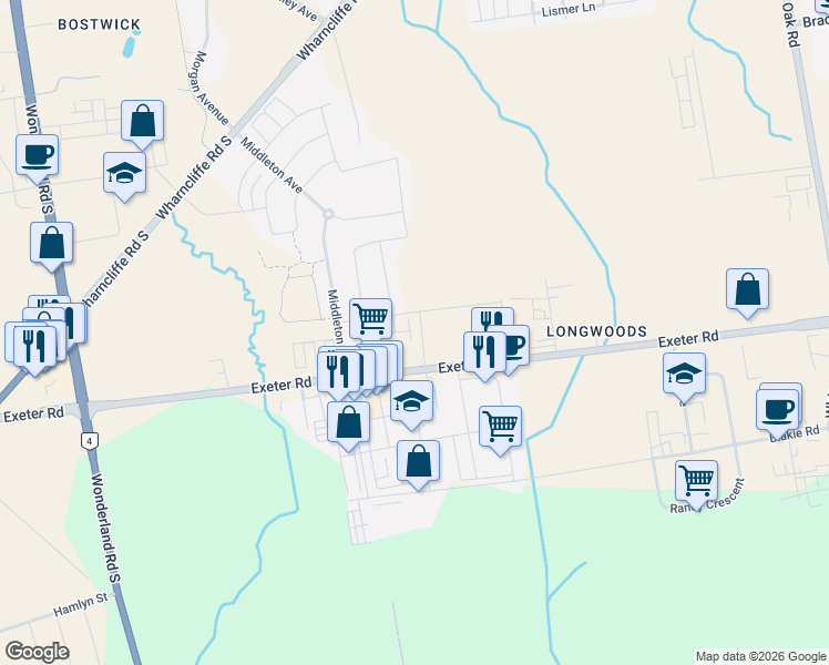 map of restaurants, bars, coffee shops, grocery stores, and more near in London