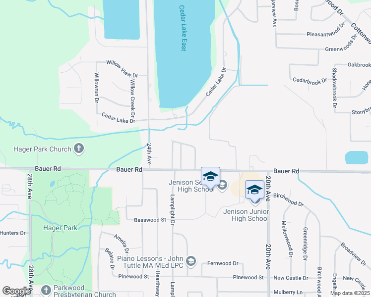 map of restaurants, bars, coffee shops, grocery stores, and more near 8525 Cedarcrest Drive in Georgetown Township