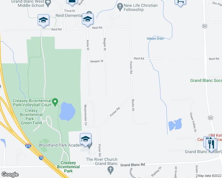 map of restaurants, bars, coffee shops, grocery stores, and more near 7239 Riegler Street in Grand Blanc Township