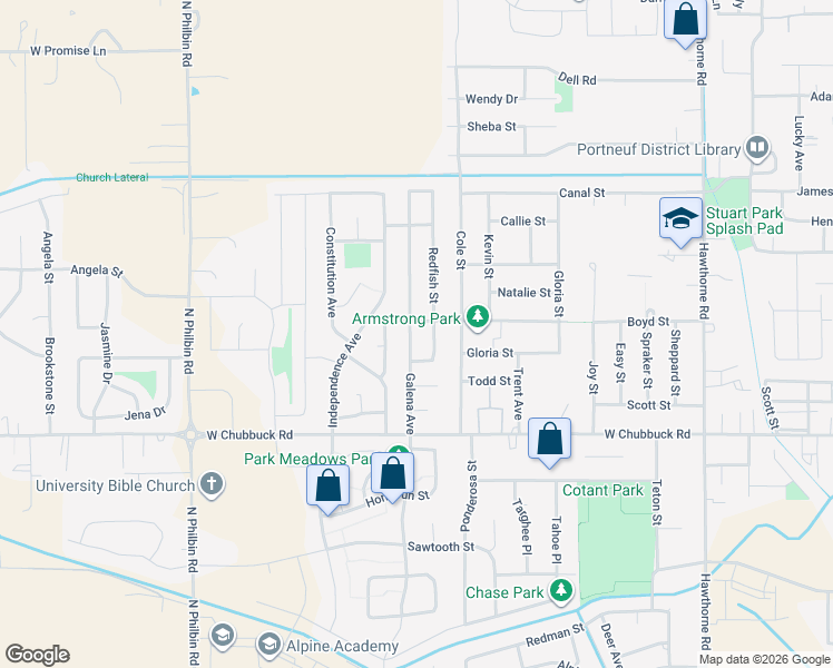 map of restaurants, bars, coffee shops, grocery stores, and more near 958 Boyd Street in Pocatello