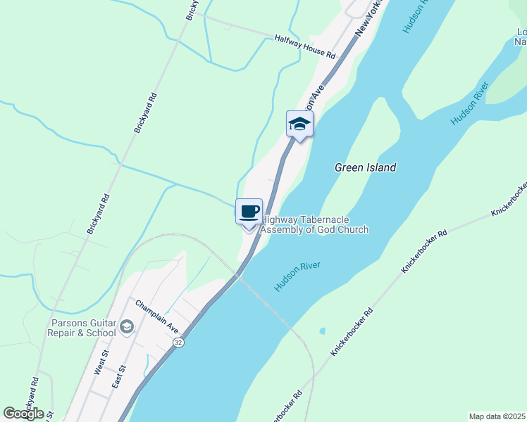 map of restaurants, bars, coffee shops, grocery stores, and more near 1 Mitchell Road in Mechanicville