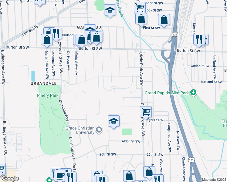 map of restaurants, bars, coffee shops, grocery stores, and more near 2387 Banner Drive Southwest in Wyoming