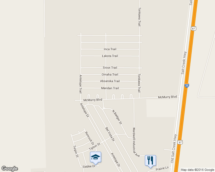 map of restaurants, bars, coffee shops, grocery stores, and more near 2028 Mandan Trail in Bar Nunn