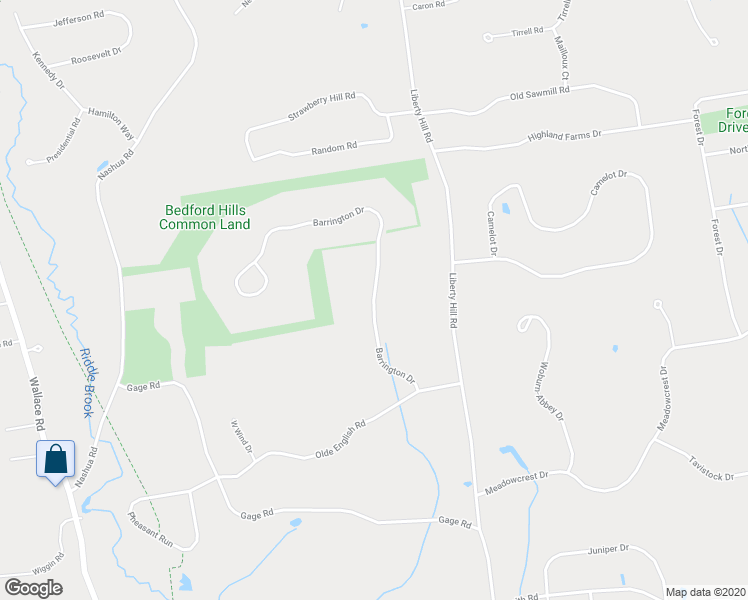 map of restaurants, bars, coffee shops, grocery stores, and more near 1 Barrington Drive in Bedford