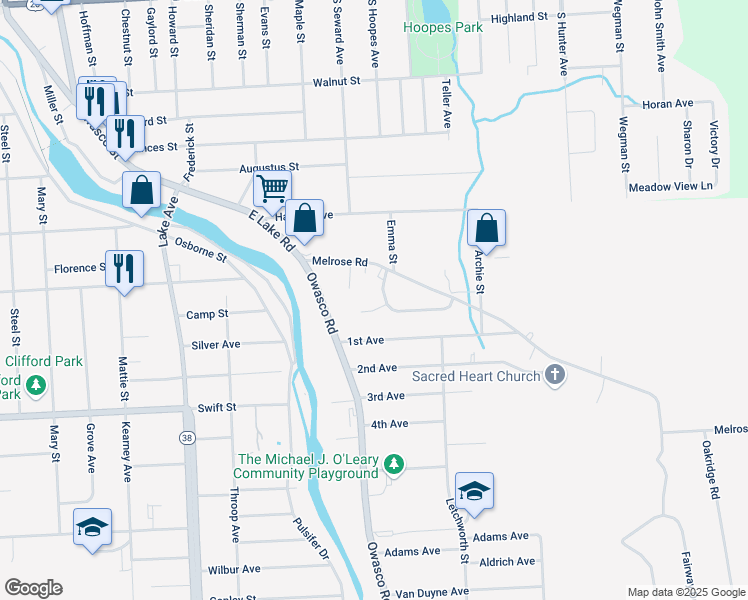 map of restaurants, bars, coffee shops, grocery stores, and more near 4 Woodhollow Drive in Auburn