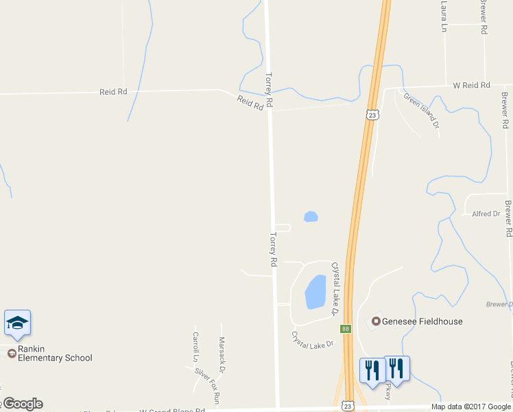 map of restaurants, bars, coffee shops, grocery stores, and more near 7192 Torrey Road in Swartz Creek