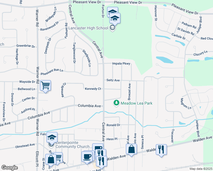map of restaurants, bars, coffee shops, grocery stores, and more near 483 Central Ave in Lancaster