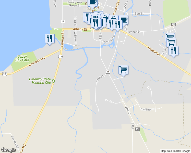 map of restaurants, bars, coffee shops, grocery stores, and more near 4 Gillette Lane in Cazenovia