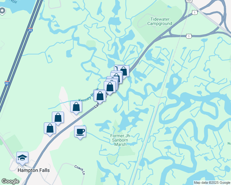map of restaurants, bars, coffee shops, grocery stores, and more near 51 Lafayette Road in Hampton