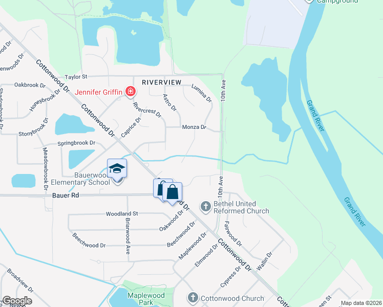 map of restaurants, bars, coffee shops, grocery stores, and more near 8534 Beretta Court in Georgetown Township