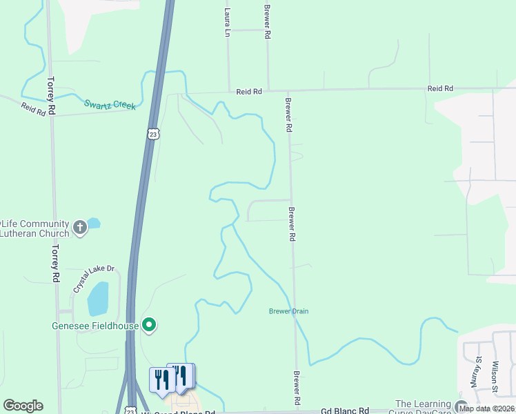 map of restaurants, bars, coffee shops, grocery stores, and more near 2188 Alfred Drive in Flint