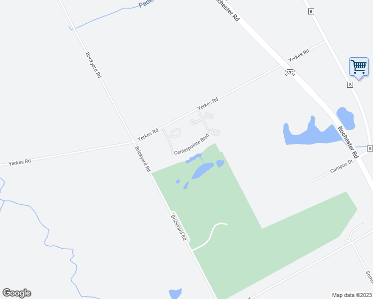 map of restaurants, bars, coffee shops, grocery stores, and more near Centerpointe Boulevard in Ontario
