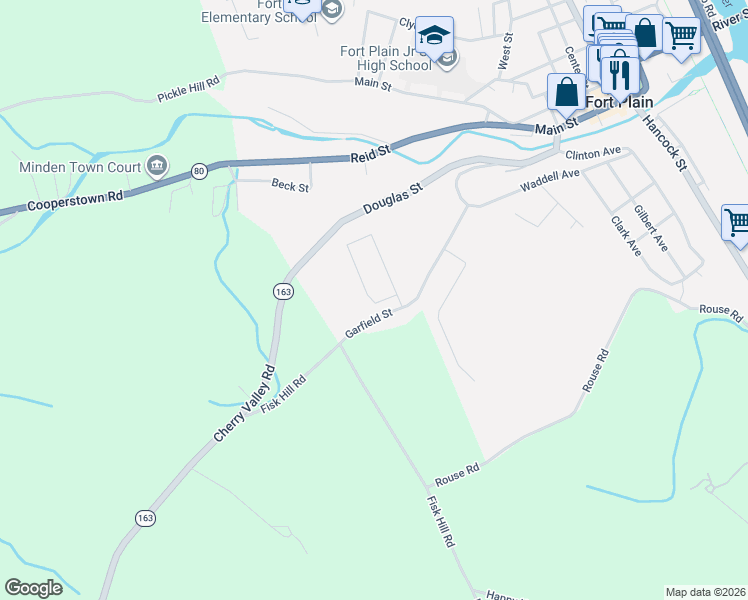 map of restaurants, bars, coffee shops, grocery stores, and more near 96 Garfield Street in Fort Plain