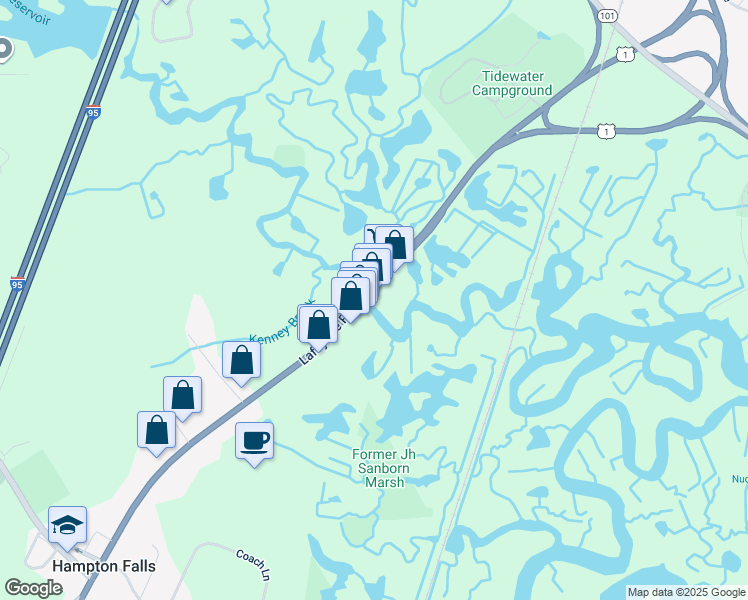 map of restaurants, bars, coffee shops, grocery stores, and more near 51 Lafayette Road in Hampton