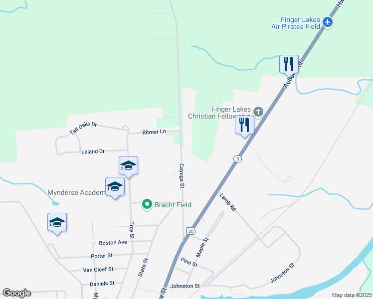 map of restaurants, bars, coffee shops, grocery stores, and more near 188 Cayuga Street in Seneca Falls