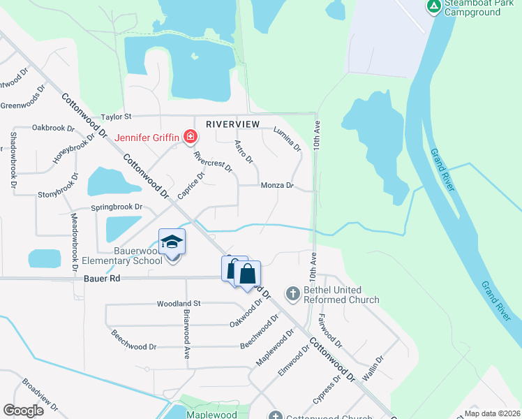 map of restaurants, bars, coffee shops, grocery stores, and more near 8534 Beretta Court in Georgetown Township