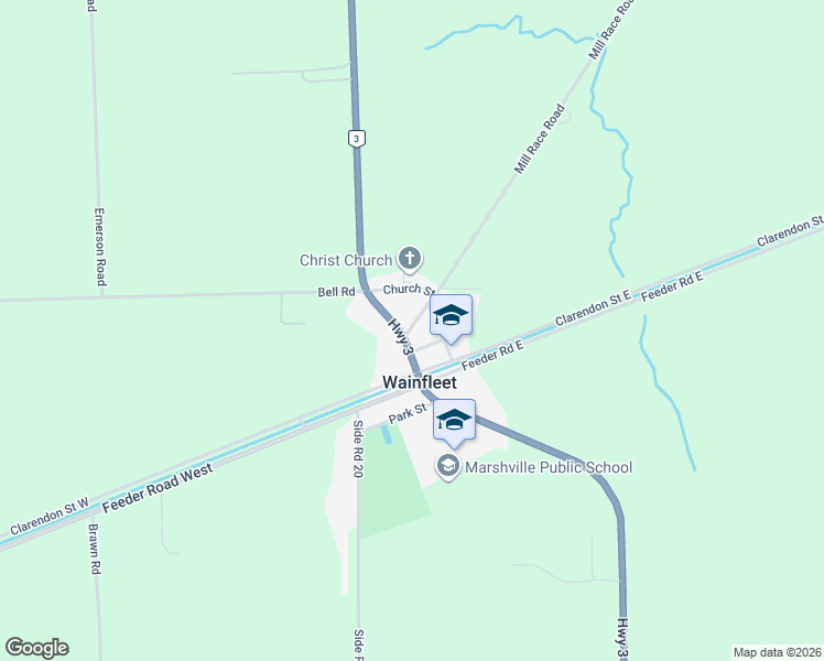 map of restaurants, bars, coffee shops, grocery stores, and more near 41709 Mill Race Road in Wainfleet
