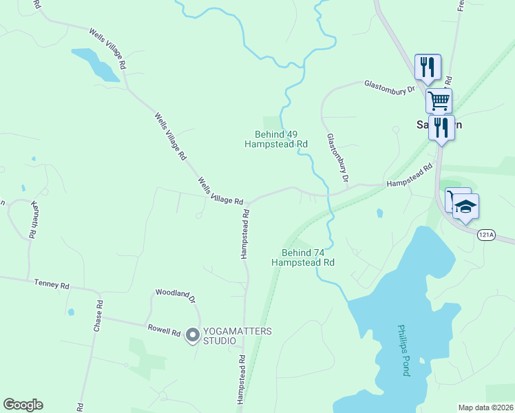 map of restaurants, bars, coffee shops, grocery stores, and more near 57 Hampstead Road in Sandown