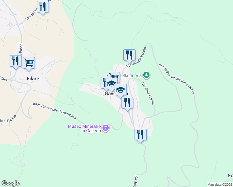 map of restaurants, bars, coffee shops, grocery stores, and more near in Gavorrano