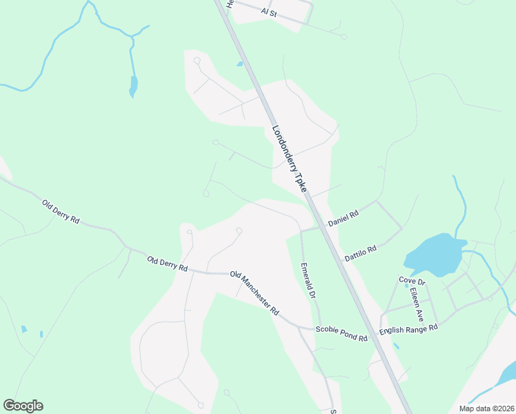 map of restaurants, bars, coffee shops, grocery stores, and more near 33 Emerald Drive in Derry