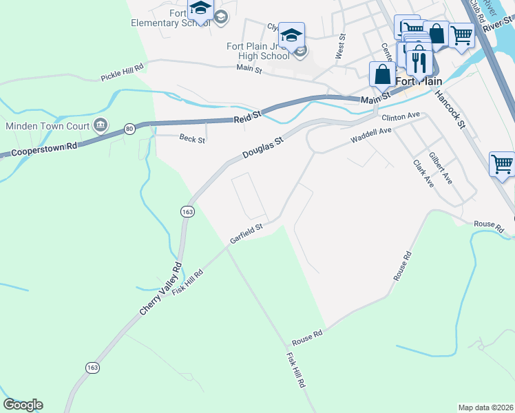 map of restaurants, bars, coffee shops, grocery stores, and more near 16 Highland Terrace in Fort Plain