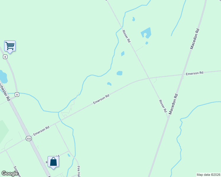 map of restaurants, bars, coffee shops, grocery stores, and more near 5176 Emerson Road in Canandaigua