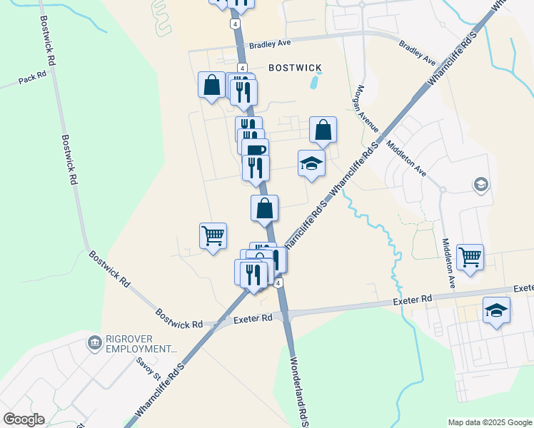 map of restaurants, bars, coffee shops, grocery stores, and more near 3029 Wonderland Road South in London