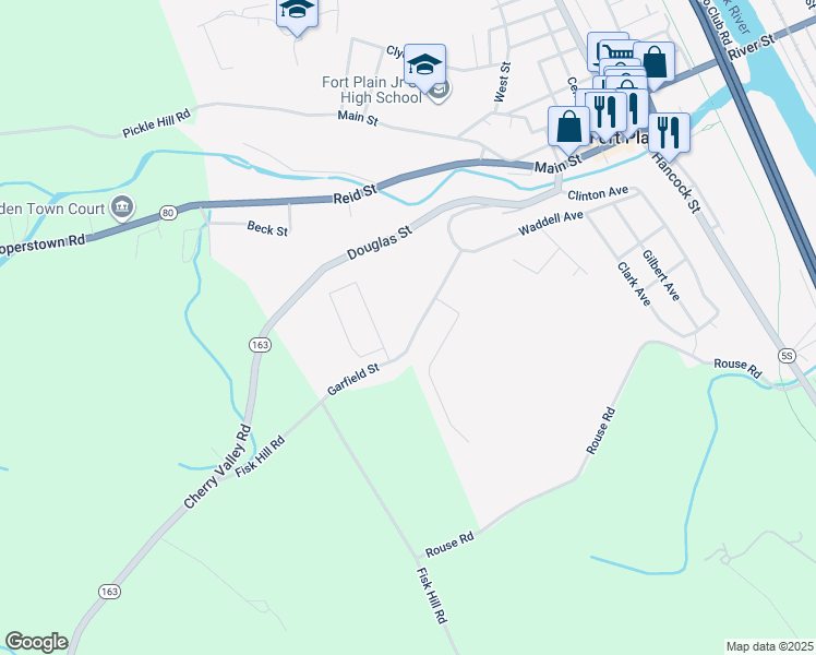 map of restaurants, bars, coffee shops, grocery stores, and more near 71 Garfield Street in Fort Plain