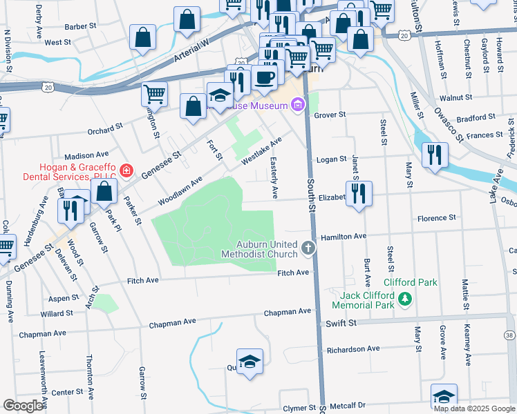 map of restaurants, bars, coffee shops, grocery stores, and more near 52 Chedell Place in Auburn