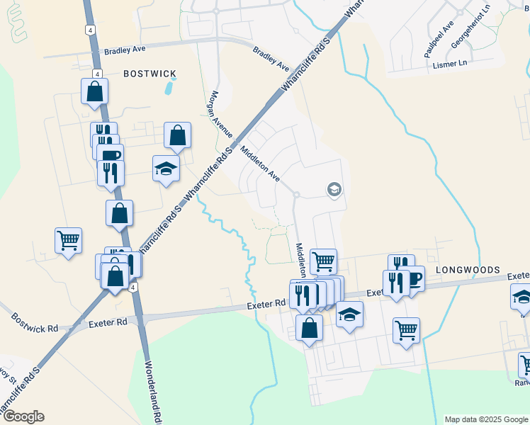 map of restaurants, bars, coffee shops, grocery stores, and more near 61 Middleton Avenue in London