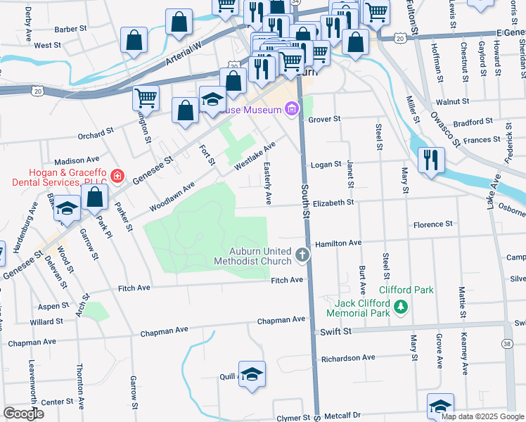 map of restaurants, bars, coffee shops, grocery stores, and more near 52 Chedell Place in Auburn