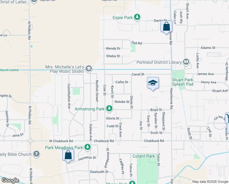 map of restaurants, bars, coffee shops, grocery stores, and more near 830 Harold Street in Pocatello