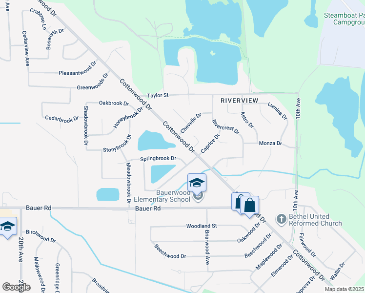 map of restaurants, bars, coffee shops, grocery stores, and more near 8631 Cottonwood Drive in Jenison