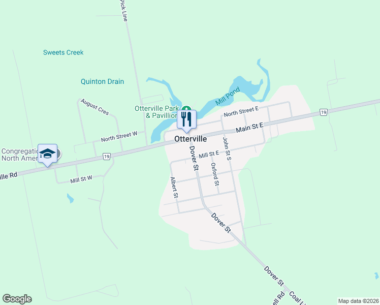 map of restaurants, bars, coffee shops, grocery stores, and more near 10 Dover Street in Otterville