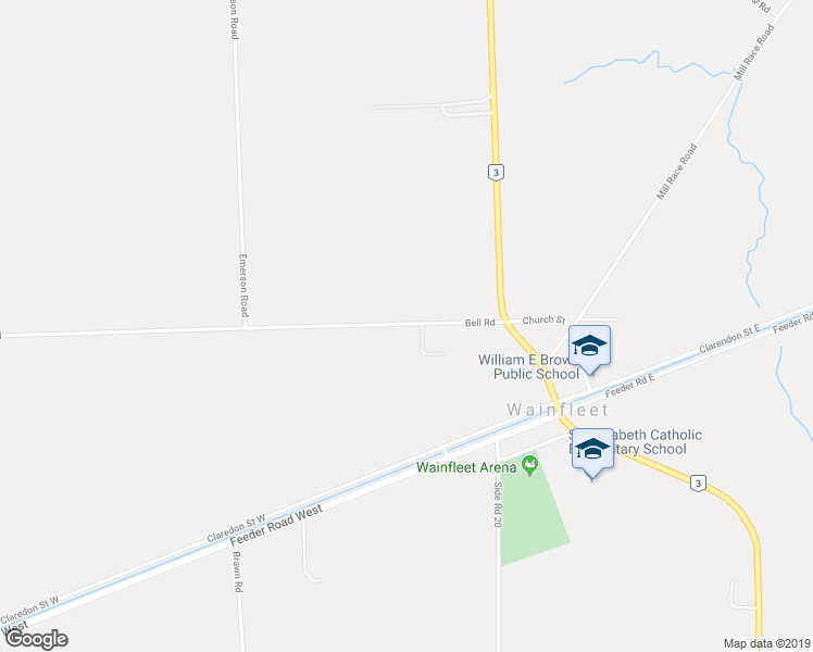 map of restaurants, bars, coffee shops, grocery stores, and more near 32161 Bell Road in Wainfleet