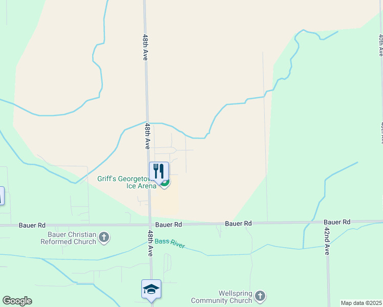 map of restaurants, bars, coffee shops, grocery stores, and more near 4638 Rockport Drive in Hudsonville