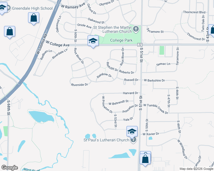 map of restaurants, bars, coffee shops, grocery stores, and more near 5364 Harvard Drive in Franklin