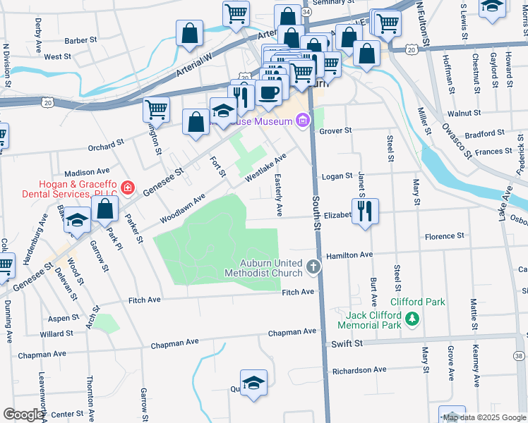 map of restaurants, bars, coffee shops, grocery stores, and more near 52 Chedell Place in Auburn