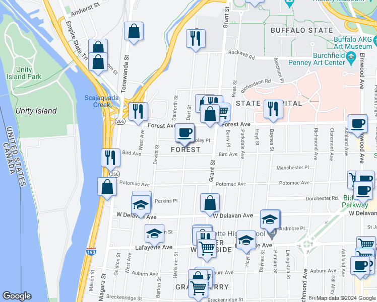 map of restaurants, bars, coffee shops, grocery stores, and more near in Ridgeway