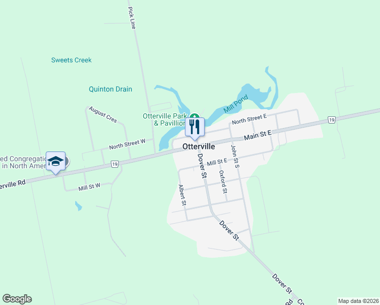 map of restaurants, bars, coffee shops, grocery stores, and more near 10 Dover Street in Otterville
