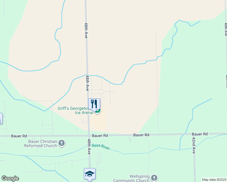 map of restaurants, bars, coffee shops, grocery stores, and more near 4723 Camden Drive in Hudsonville