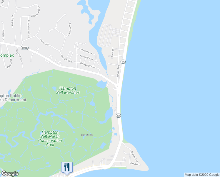 map of restaurants, bars, coffee shops, grocery stores, and more near 580 Winnacunnet Road in Hampton